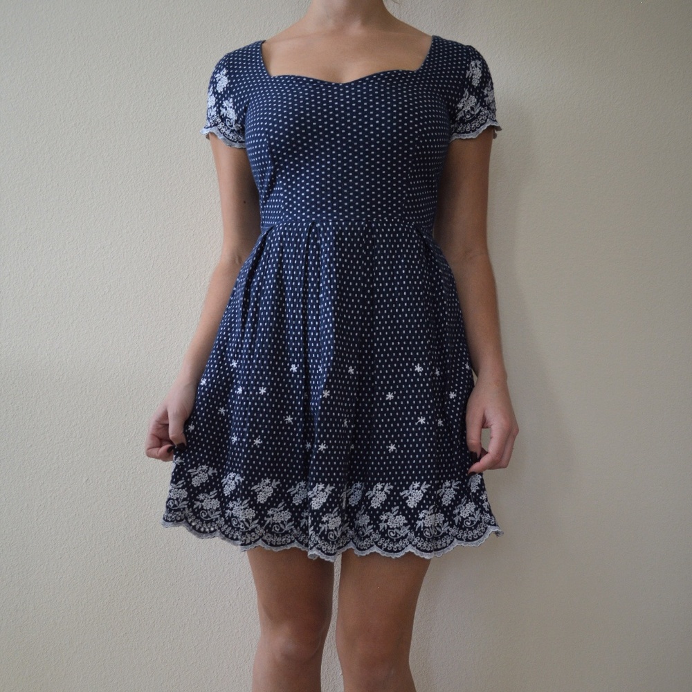 PLEATED POLKADOT DRESS